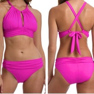 NEW La Blanca Two Piece Bikini Swimsuit Island Goddess Orchid Pink Size 16